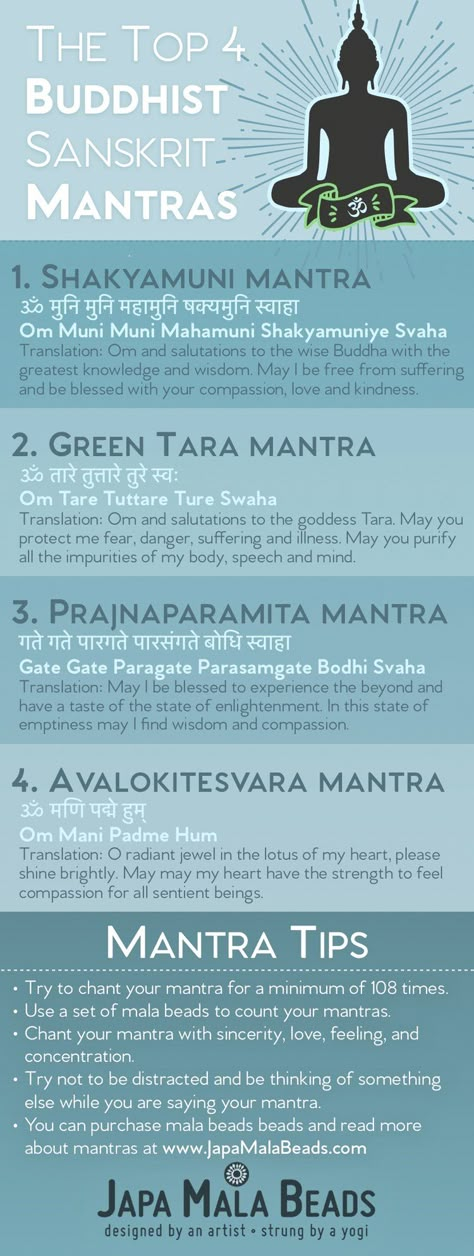 A mantra is a sound or word or statement that is repeated in order to bring about focus and induce a meditative state.   In the yogic tradition, one chooses a mantra that resonates with them, then recites it 108 times over the course of 40 days.  This meditative repetition, 108 times, for 40 days allows the mantra to become imprinted into your subconscious. After 40 days, a new way of thinking evolves and the wisdom of the mantra becomes habit. Mala Mantra, Green Tara Mantra, Buddhism Beliefs, Buddhist Mantra, Sanskrit Tattoo, Buddhist Mala, Buddhist Wisdom, Sanskrit Mantra, Healing Mantras