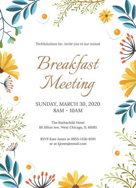 Corporate Breakfast Invitation Template 5x7 Breakfast Invitation Template, Meeting Invitation Template, Breakfast Invitation, Calling Card Template, Calling Card Design, Invitation Card Sample, Meeting Invitation, Free Invitation Cards, Breakfast Meeting