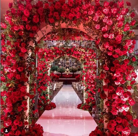 Lebanese Wedding, Red Wedding Theme, Wedding Entrance Decor, Wedding Entrance, Wedding Stage Decorations, Desi Wedding, Entrance Decor, Stage Decorations, Wedding Goals