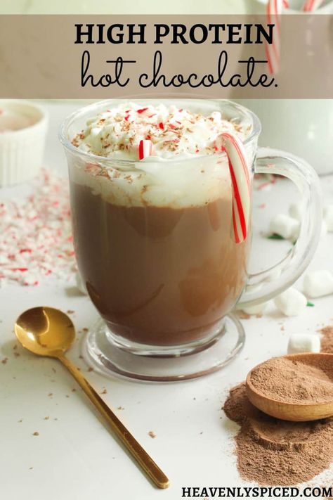 This delicious protein hot chocolate with collagen recipe consists of only two ingredients, takes only three to four minutes to prepare, and offers 32 grams of protein per serving! #highproteindiet #highproteinrecipes #highproteinsnack #protein #proteinrecipe #collagen #healthyliving #healthylifestyle #healthydrink #healthyweightloss #healthy #hotchocolate Protein Hot Chocolate, Benefits Of Collagen, Collagen Recipes, Daily Nutrition, Low Calorie Drinks, Peppermint Hot Chocolate, Vital Proteins, Healthy Christmas, Collagen Protein