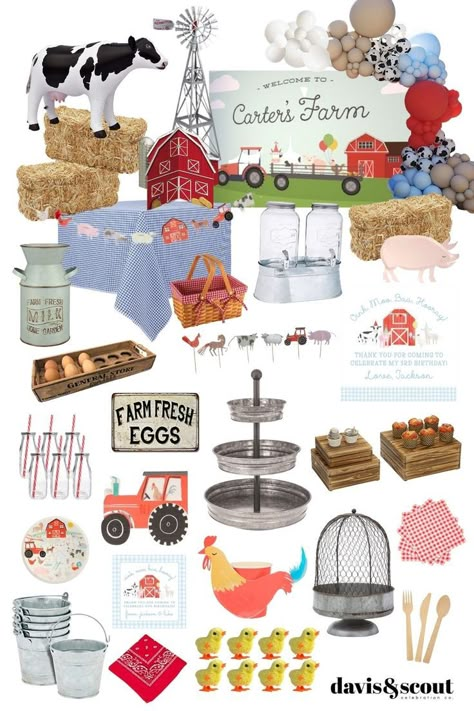 Diy Farm Party, Barnyard Party Favors, Farm Party Decor, Farm Party Decorations, Toddler Themes, Farm Theme Birthday, Farm Animals Birthday Party, Farm Themed Birthday Party, Toddler Parties