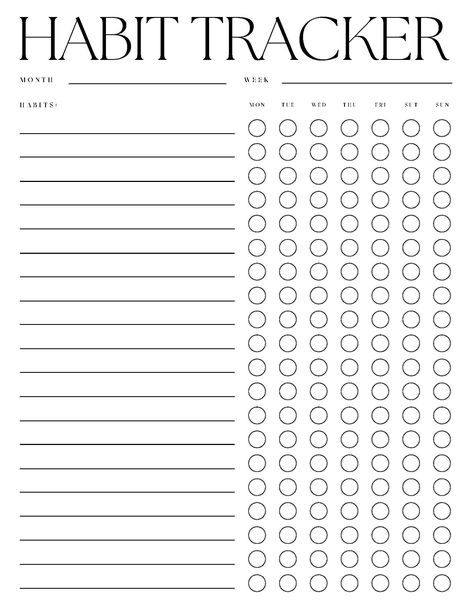 Minimalistic Habit Tracker High Quality Black & White | Minimal Lifestyle Habit Tracker Black & White Full Minimalistic Package Available In Etsy Store Weekly Habit Tracker Template, Minimal Habit Tracker, Daily Habit Tracker Printable, Habit Tracker Printable Monthly, Ipad Things, Ipad Journal, Habit Tracker Template, Minimal Lifestyle, Printable Habit Tracker