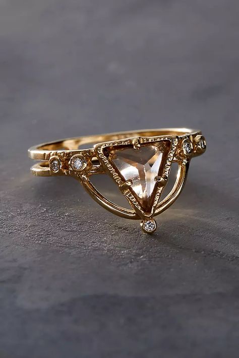 Fine Jewelry & Designer Jewelry | Free People Cute Engagement Rings, Triangle Ring, Smokey Topaz, Moonstone Engagement, Gold And Silver Rings, Dream Engagement Rings, Dream Ring, Smokey Quartz, North Star