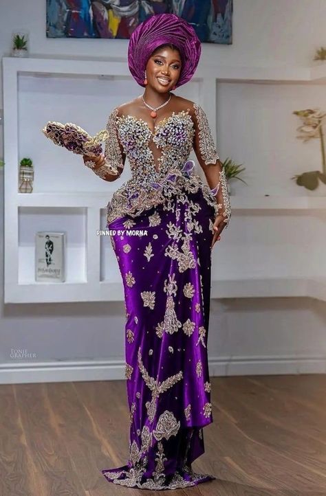 African Wedding Reception, Igbo Culture, Nigerian Traditional Dresses, Nigerian Wedding Dresses Traditional, Gown Birthday, Nigerian Wedding Dress, Igbo Bride, Nigerian Lace Styles Dress, Traditional Wedding Dress