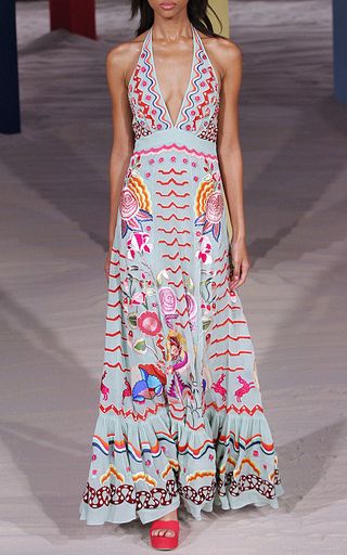 This **Temperley London** dress features an a-line silhouette with allover embroidery. Alice Temperley Dress, Colorful Couture, Temperley Dress, Temperley London Dress, Fashion Snoops, Alice Temperley, Consumer Insights, London Spring, Summer Fashion Dresses