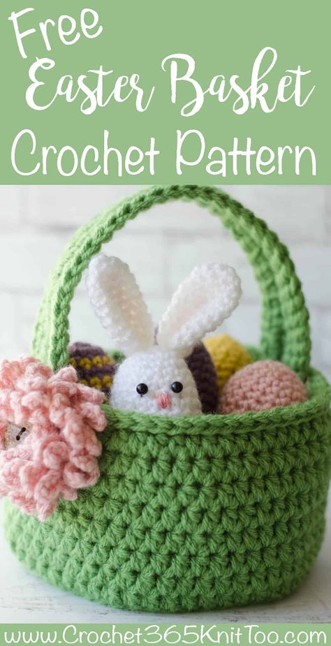 Crochet Easter Basket Pattern, Easter Crochet Patterns Free, Easter Basket Pattern, Crochet Easter Basket, Easter Egg Basket, Crochet Baskets, Crochet Easter, Easter Crochet Patterns, Basket Pattern