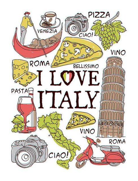 I love Italy Italy Culture, Italian Party, Italian Theme, Italian Posters, Living In Italy, Italian Heritage, Italy Map, Learning Italian, Italian Language