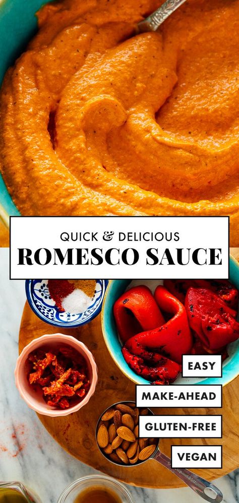 Cookie And Kate, Romesco Sauce Recipe, Romesco Sauce, Roasted Almonds, Yummy Dips, Grilled Vegetables, Spice Mixes, Sauce Recipe, Sauce Recipes