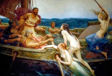 Odysseus And The Sirens, Creating A Fantasy World, Homer The Odyssey, Greek Ship, Herbert James Draper, Homer Odyssey, Pre Raphaelite Brotherhood, George Macdonald, The Iliad