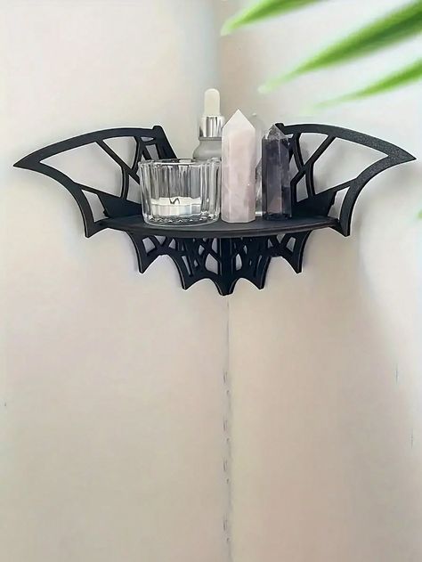 Whimsigoth Bathroom Decor, Goth Bathroom Ideas, Goth Shelf, Goth Apartment Decor, Gothic Shelves, Goth House Decor, Goth Bathroom Decor, Gothic Bathroom Ideas, Goth Bedroom Decor