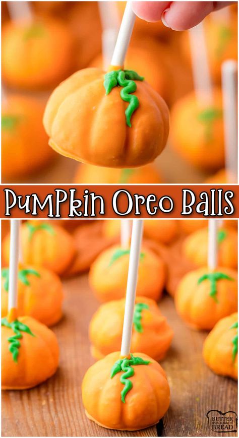 PUMPKIN OREO BALLS - Butter with a Side of Bread Halloween Oreo Balls, Fall Baby Shower Food, Cookies Cream Cheese, Oreo Balls Recipe, Oreo Cake Pops, Pumpkin Balls, Charcuterie Appetizers, Thanksgiving Desserts Table, Thanksgiving Snacks