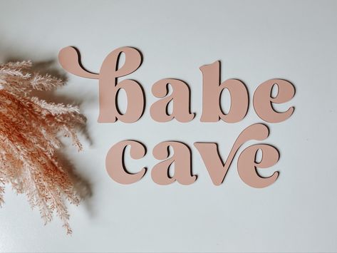 Boho babe cave playroom decor girls room decor sisters room decor minimalist decor girls playroom babe cave room Sister Room Decor, Babe Cave Sign, Sisters Bedroom, Boho Fonts, Laser Cut Decor, Girls Playroom, Glowforge Ideas, Babe Cave, Bedroom Signs