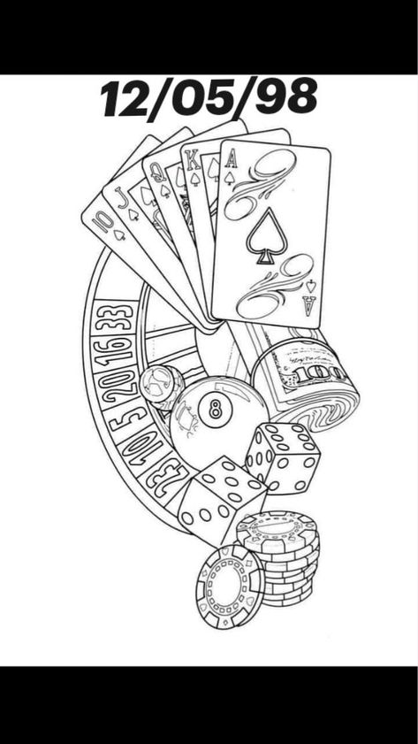 Poker Tattoo, Chest Tattoo Stencils, Playing Card Tattoos, Casino Tattoo, 42 Tattoo, Vegas Tattoo, Card Tattoo Designs, Gangsta Tattoos, Money Tattoo