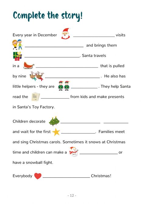 Christmas online worksheet for ow1-ow5. You can do the exercises online or download the worksheet as pdf. Christmas Wood Projects, Complete The Story, Christmas Lesson, Christmas Teaching, English Christmas, Christmas Reading, English Exercises, Christmas Worksheets, English Worksheets For Kids