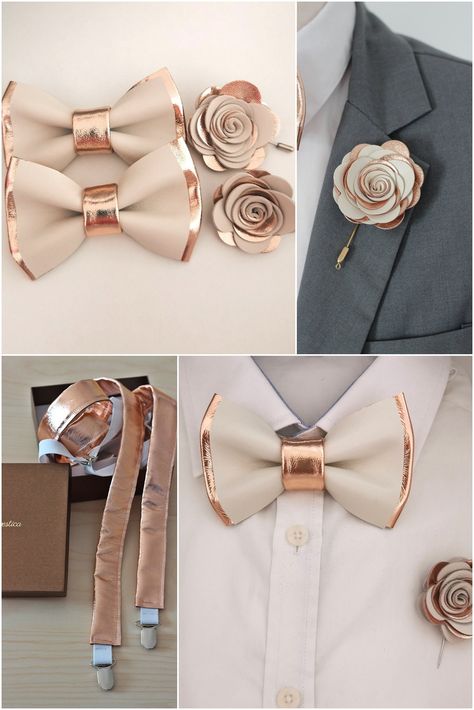 Rose Gold Ivoy copper bow tie for men,boys rose gold wedding bow tie, wedding boutonnere, genuine gold suit, toddler bowtie,rose gold by NevesticaRoseGold on Etsy Beige Suit With Rose Gold Tie, Rose Gold Mens Suit, Groomsmen Attire Rose Gold Wedding, Rose Gold Wedding Party Groomsmen, Gold Tuxedo Wedding, Rose Gold Groomsmen Attire, Rose Gold Suit Men, Rose Gold Chambelanes Outfits, Gold Groomsmen Attire