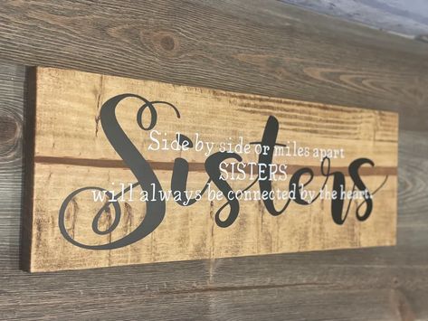 Sisters Connected by the Heart Wooden Quote Sign

A beautiful gift for someone you define as sister in your life. Lovely gift to give/receive. Sister Signs, Wooden Quotes, Sister Sign, Wood Burned Signs, Wooden Signs With Sayings, Sibling Gifts, Sister Quotes, Gift For Sister, Wood Gifts