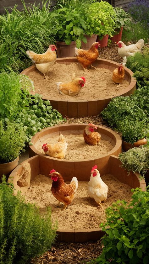 Explore our comprehensive guide filled with innovative chicken dust bath ideas, including tips on materials and placement to enhance your poultry's health and hygiene. Chicken Feed Ideas, Chicken Coop Toys Ideas Diy, Outdoor Chicken Run Ideas, Chicken Enrichment, Chicken Dust Bath Ideas, Chicken Coop And Garden Layout, Chicken Perches, Backyard Coop, Chicken Coop Garden