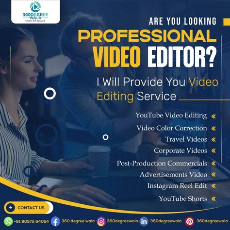 Contact us today and let's bring your videos to life with our professional video editing services! Contact us Now WhatsApp +91 90575 64054 #VideoEditingServices #ProfessionalEditors #TransformYourFootage #CaptivatingVideos #video #creativevideo #reels Audio Mixing, Video Editing Services, Ig Video, Effects Animation, Commercial Advertisement, Corporate Videos, Photo Editing Services, Fitness Instagram, Instagram Tags