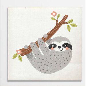 Harriet Bee Campton Sloth Canvas Art | Wayfair Sloth Painting, Hand Stretch, Sloth Animal, Decor For Nursery, Sloth Art, Sloth Stuffed Animal, Animal Canvas Art, Art Brown, Poppy Painting