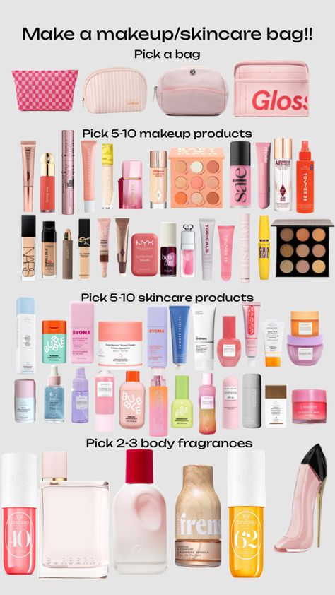 Makeup\skincare bag #makeup #skincare #inspi What’s On My Makeup Bag, What’s In My Makeup Bag, Summer Bag Essentials, Skincare Bag, Pink White Nails, Back To School Makeup, Make Your Own Makeup, My Makeup Bag, Beauty Makeup Tutorial