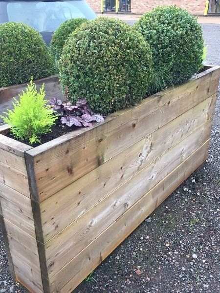 Scaffold Boards Garden, Scaffold Board Raised Beds, Scaffold Board Planters, Decking Board Planters, Scaffolding Boards Ideas, Wood Pots For Plants Outdoor, Scaffold Board Decking, Scaffold Board Ideas, Scaffold Furniture