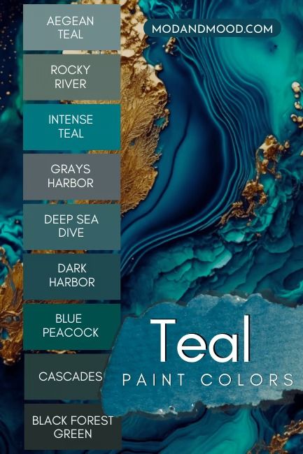 9 Tantalizing Teal Paint Colors for Kitchen Cabinets (#5 is Controversial) - Mod & Mood Poolhouse Kitchen, Teal Paint Color, House Boat Interiors, Paint Colors For Kitchen Cabinets, Interior Colour Palette, Teal Kitchen Cabinets, Colors For Kitchen Cabinets, Tantalizing Teal, Moroccan Inspired Bedroom