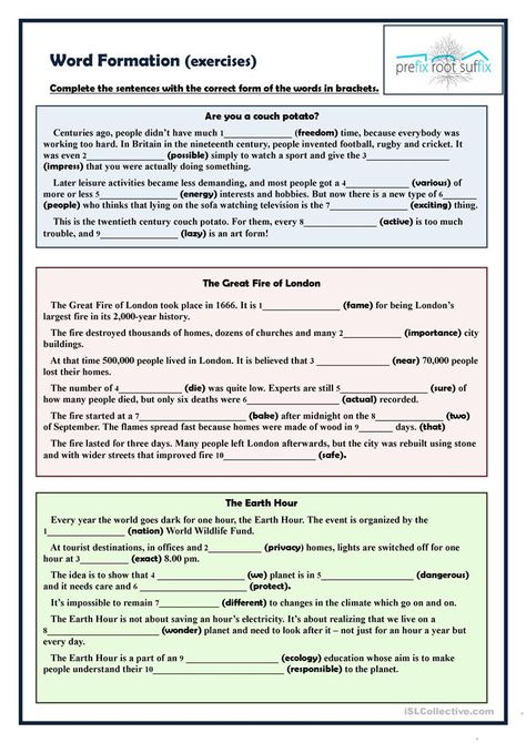 Word formation (exercises) - English ESL Worksheets for distance learning and physical classrooms Third Grade Grammar Worksheets, Direct And Indirect Speech, Word Formation, English Exercises, Prefixes And Suffixes, Social Studies Worksheets, Nouns And Verbs, English Grammar Worksheets, Grammar Practice