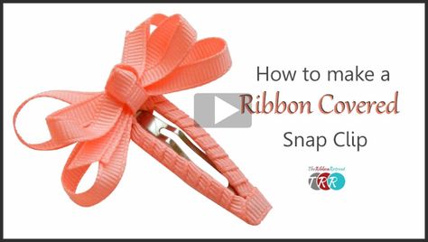 How To Make A Ribbon Covered Snap Clip, YouTube Thursday - The Ribbon Retreat Blog Ribbon Barrettes Diy, Hair Accessories Kids, Hair Bow Instructions, Ribbon Barrettes, Braided Ribbon, Girls Hair Bows Diy, Hair Bow Tutorial, Hair Clips Diy, Ribbon Sculpture