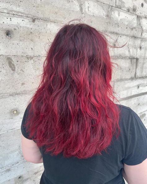 Red without bleach ❤️‍🔥❤️‍🔥❤️‍🔥 cut and color by Saeko @saekoshairwork 

#red #cherryred #nobleach #weavyhair#🍒 Cherry Red, Cut And Color, Red Hair, Bleach, Hair, Red, Pink, Color