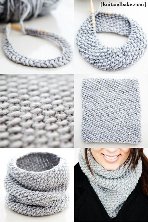 scarf Crochet Patterns For Scarves, Seed Stitch Cowl, Diy Tricot, Detail Couture, Hantverk Diy, Diy Sy, Seed Stitch, Easy Knitting Patterns, How To Purl Knit