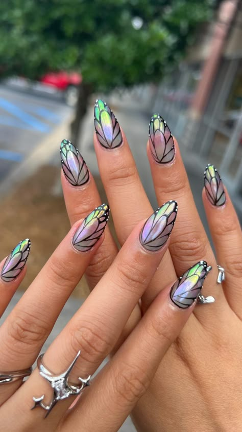 Butterfly Nail Designs, Purple Nail Designs, Butterfly Nail, Clear Nails, Holographic Nails, Gel Nail Designs, Minimalist Nails, Funky Nails, Nail Art Inspiration