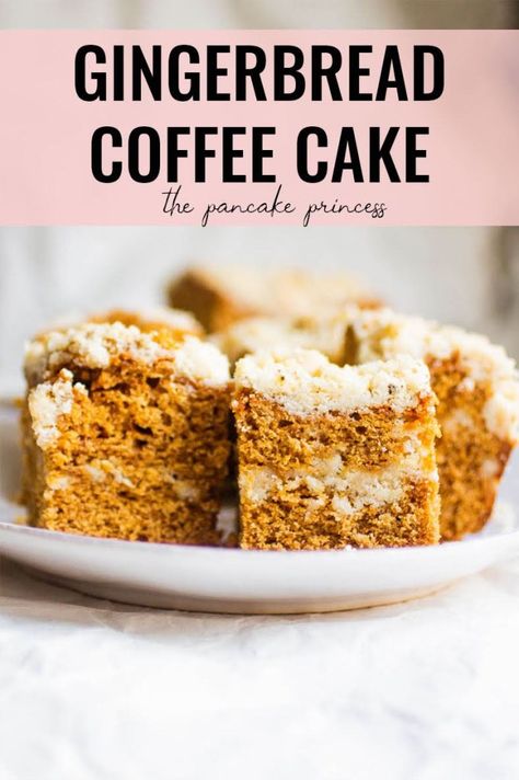 Gingerbread Coffee Cake, Christmas Coffee Cake, Pancake Princess, Best Cinnamon Roll Recipe, Gingerbread Coffee, Winter Baking, Sour Cream Coffee Cake, Sour Cream Cake, Best Carrot Cake