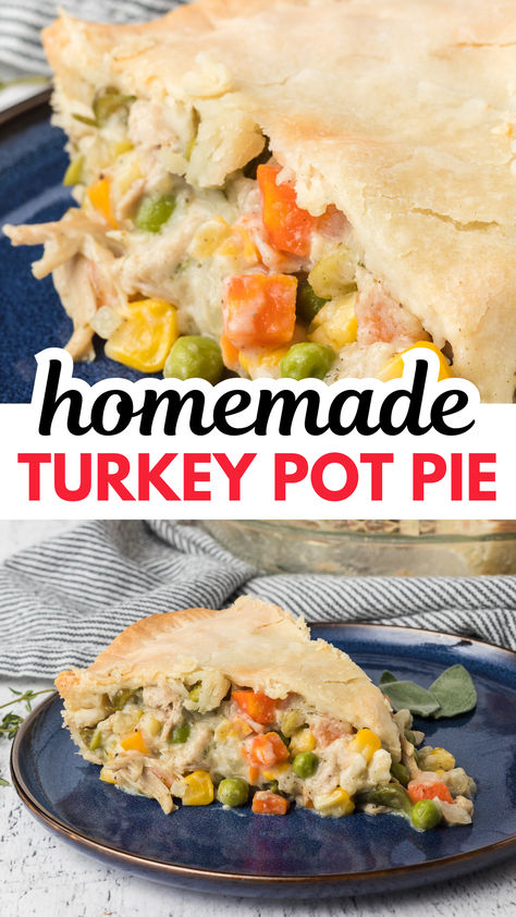 Enjoy this Turkey Pot Pie for dinner tonight! This is not only a great way to use up your Thanksgiving turkey leftovers, but pot pie is a classic comfort food that just about everyone will devour! It’s an easy weeknight dinner the whole family will love! Make it with a homemade or ready-made crust, vegetable side dishes, and some dinner rolls for the ultimate winter dinner. Turkey Pot Pie With Biscuits, Homemade Turkey Pot Pie, Leftover Turkey Pot Pie, Turkey Pot Pie Easy, Pot Pie With Biscuits, Turkey Pot Pie Recipe, Winter Sunday, Homemade Chicken Pot Pie, Turkey Pot