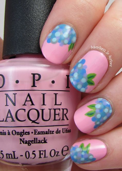 Blue Hydrangea Nails, Hydrangea Nail Design, Hydrangea Nail Art, Hydrangea Nails, Nature Day, Boat Day, Polish Ideas, Spring Nail Art, Spring Nail