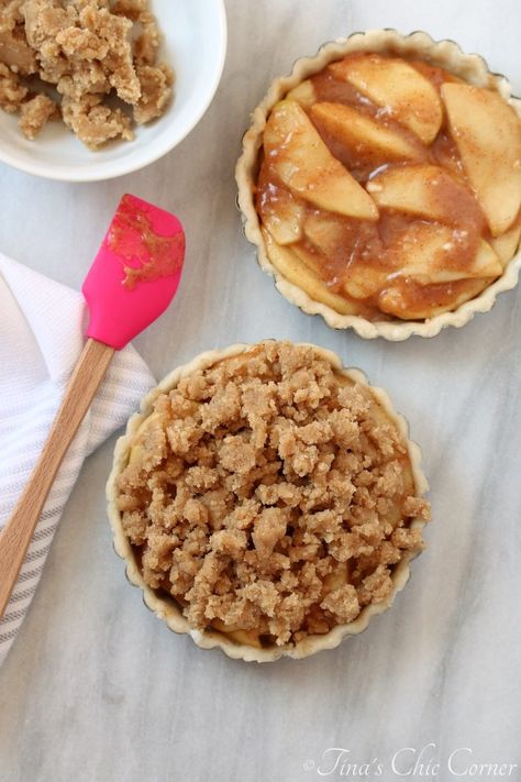 Mini Apple Pie Crumble, Apple Crumble Small Batch, Small Batch Apple Crumble For Two, Apple Crumble Tarts Mini, Small Apple Crumble Recipe, Apple Crumble For 2, 4 Inch Apple Pies, Small Batch Apple Pie, Small Apple Crumble