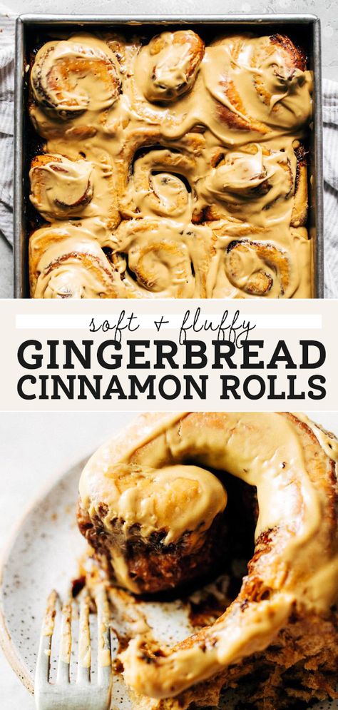 Breakfast For Christmas Morning, Gingerbread Cinnamon Rolls, Glazed Gingerbread, Breakfast For Christmas, Butternut Bakery, Fluffy Cinnamon Rolls, Cinnamon Roll Dough, Christmas Baking Recipes, Christmas Morning Breakfast