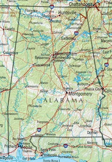 alabama | Alabama (reference map) Ozark Alabama, Beautiful Maps, Gadsden Alabama, Alabama Map, Florence Alabama, List Of Cities, Mobile Alabama, Alabama State, Sweet Home Alabama