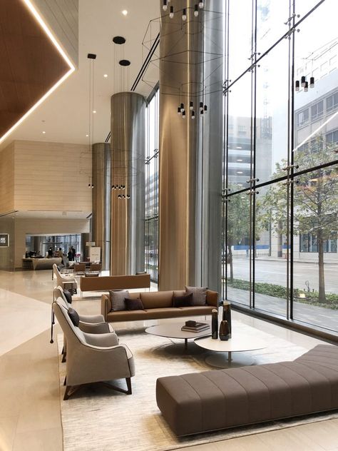 Residential Lobby Design, Building Lobby Design, Modern Lobby Design, Office Building Lobby, Office Lobby Design, Hotel Lobby Lounge, Residential Lobby, Modern Lobby, Luxury Hotels Lobby