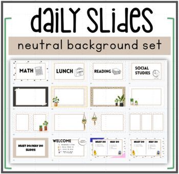 Unique classroom slides set with neutral patterns and daily Google Slides templates. Perfect for teachers and Classroom Slides, Neutral Patterns, Google Slides Templates, Powerpoint Tips, Slide Background, Classroom Printables, Future Classroom, Resource Classroom, Business Template