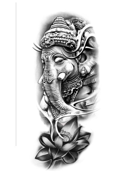 Ganesh Tattoo Design, Rudraksh Tattoo, Ganesha Tattoo Sleeve, Buddha Lotus Tattoo, Ganesha Tattoo Design, Ganesh Tattoos, Texture Tattoo, Maori Tattoo Arm, Buda Tattoo