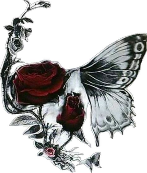 Sinister Tattoos, Pretty Skull Tattoos, Skull Butterfly Tattoo, New Beginning Tattoo, Butterfly With Flowers Tattoo, Strong Woman Tattoos, Skull Rose Tattoos, Butterfly Tattoo Meaning, Skull Butterfly