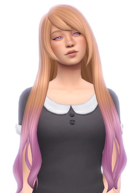 Anime Long Hair, Long Side Bangs, Maxis Match Cc, Side Bangs Hairstyles, Sims 4 Anime, Side Swept Hairstyles, Pelo Sims, Extra Long Hair, Side Part Hairstyles