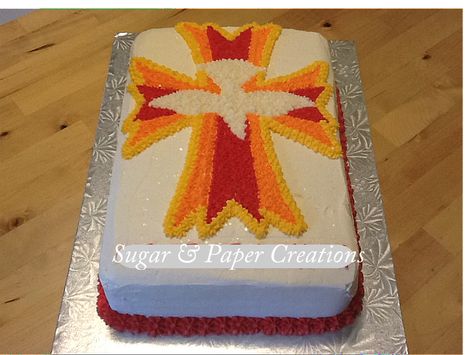 Sheet Cakes Decorated, Vbs Snacks, Catholic Feast Days, Altar Arrangements, Catholic Confirmation, Sunday School Projects, Confirmation Party, Confirmation Cakes, Holy Spirit Come