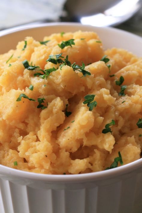 Instant Pot®️ Rutabaga Mash | "This lower-carb alternative to mashed potatoes can easily be made in a fraction of the time using a pressure cooker. The mash has a nice creamy and chunky texture, which complements any meat. I especially enjoy it with corned beef." #allrecipes #instantpotrecipes #instantpot #howtouseinstantpot #instantpotideas #pressurecooker #pressurecookerrecipes #pressurecookerideas Instant Pot Rutabaga, Mashed Rutabaga Recipes, Mashed Rutabaga, Rutabaga Recipes, Turnip Recipes, Mash Recipe, Real Foods, Carb Alternatives, Using A Pressure Cooker