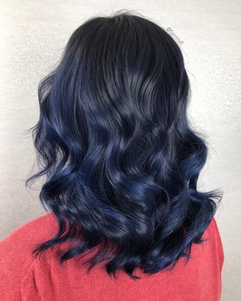 19 Most Amazing Blue Black Hair Color Looks of 2021 Black Blue Hair Color, Raven Hair Color, Black Blue Hair, Blue Black Hair Dye, Midnight Blue Hair, Blue Black Hair Color, Blue Hair Highlights, Blue Hair Color, Blue Ombre Hair