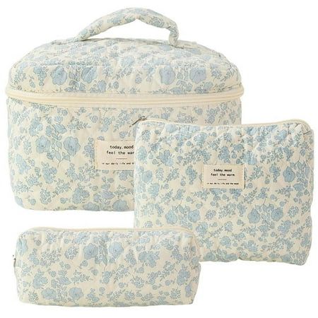 3 Pcs Cotton Quilted Makeup Bag Set Floral Cotton Cosmetic Bag Toiletry Travel Organizer Bag For Women Girls Features: Floral Cotton Makeup Bags You will receive a three piece set of quilted cosmetic pouch that meet your usage and replacement requirements for different . Fashion Design This cute makeup bags floral patterns and a design that makes these makeup bags a fashionable accessory to showcase your style. Suitable for daily makeup, attending banquets, organizing and storing, etc. Soft Material makeup bags are mainly made of cotton material, which is soft, lightweight, and has a good texture, and is not easy to break, deform, or fade. Suitable Size There are three sizes for quilted makeup bag: 25 * 16 * 16cm, 26 * 7 * 18cm, and 19 * 6 * 8cm. Suitable size and sufficient space to accom Travel Organizer Bag, Quilted Makeup Bag, Makeup Bag Set, Travel Organizer, Organizer Bag, Bag Set, Bag For Women, Cosmetic Bag, Makeup Bag