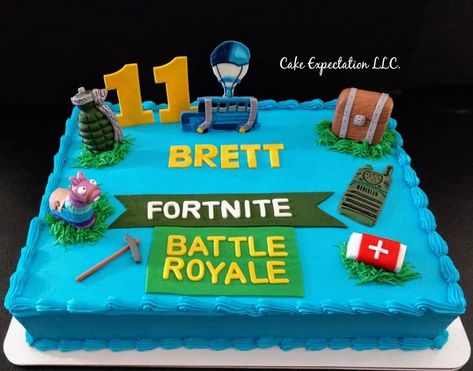 Fortnite Sheet Cake Fortnite Birthday Sheet Cake, Fortnite Sheet Cake For Boys, Fortnite Sheet Cake, Sheet Cake Birthday, Cake Ideas For Boys, Calumet Bakery, Sheet Cake Ideas, Royal Birthday Party, Fort Nite