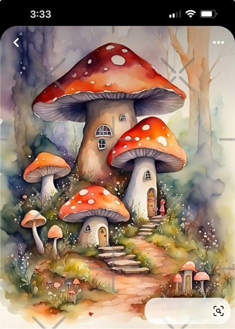 Phone Wallpaper Mushroom, Wallpaper Mushroom, Toadstool House, Fantasy Journal, Wallpaper S, Environment Reference, Forest Drawing, Gnome Pictures, Mobile Phone Wallpaper