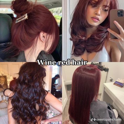 Short Red Wine Hair, Copper Hair On Brown Skin, Wine Hair Color, Wine Red Hair, Red Hair Inspo, Wine Hair, Cherry Hair, Hair Tint, Hair Color Cream