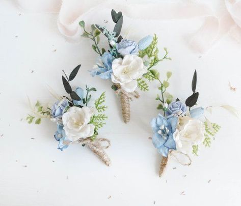 Boutonniere Blue, Groomsman Boutonniere, Floral Boutonniere, Blue Boutonniere, Jordan Wedding, Ian Stuart, Button Holes Wedding, Groomsmen Boutonniere, Blue Wedding Bouquet